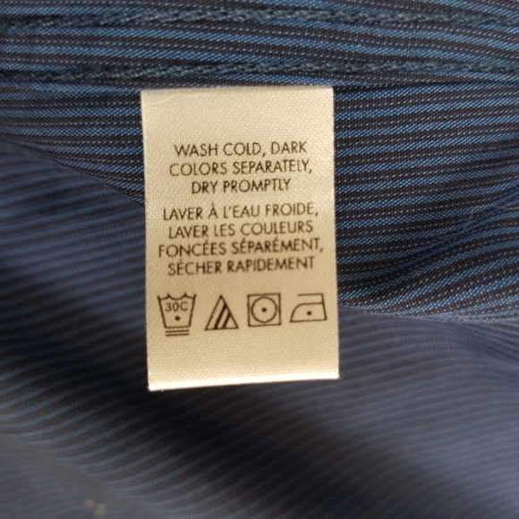 Calvin Klein Men Dress Shirt Button Cool Tech Non-Iron Blue Stripe Size S/P NWOT - Picture 7 of 10